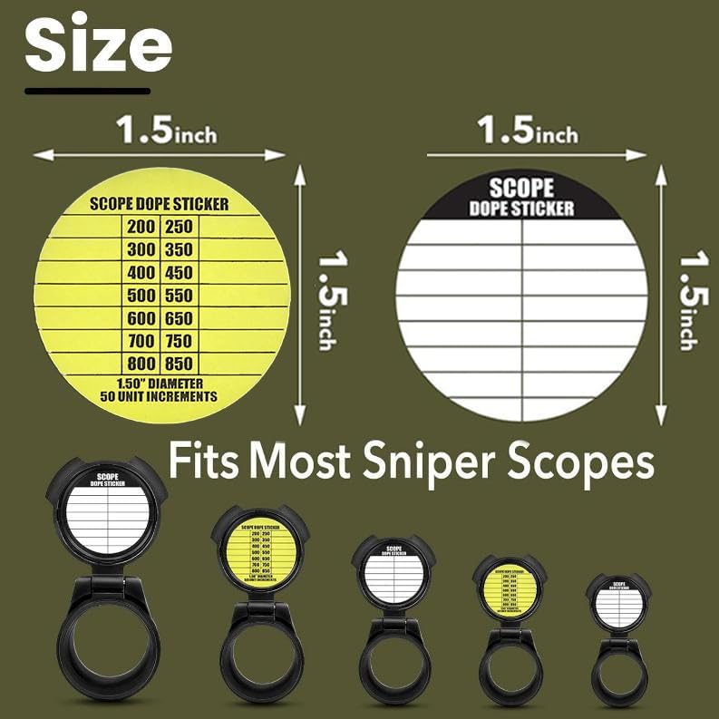 ValuePlus 14 Pack Scope DOPE Sticker for Long-Range Shooting- Scope Stickers Can Be Used with Range Card and Dope Cards for Shooting - 2 Sticker Versions 7 of Each- Fits Most Scope Caps - Image 4
